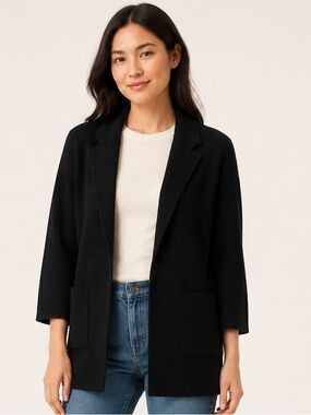 J.Crew Classic 100% Merino Wool Sweater Blazer Black XS
